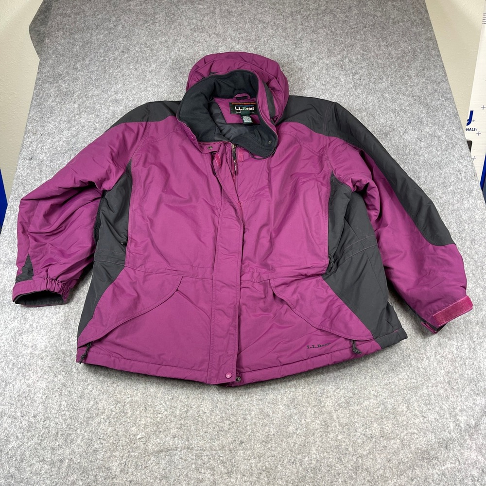 Vintage LL Bean Insulated Hooded Winter Parka Jacket Womens 3X Purple Gray ORW77